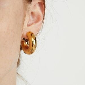 New! 30mm Chunky Gold Hoop Earrings 18k Gold Plated New